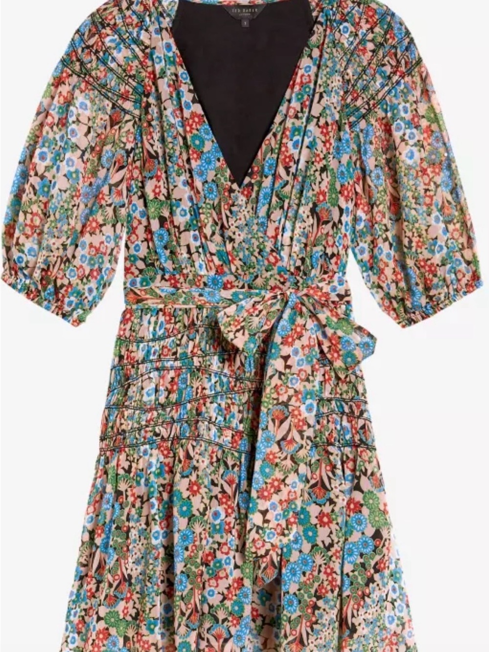 Ted Baker London Floral chiffon Wrap Dress SZ 2